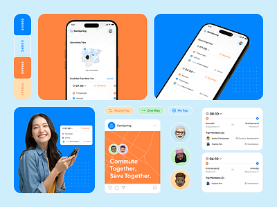 Samkjoring App - Simplify Your Commute app application branding car commute design destination drive flat illustration interface office transport trip ui