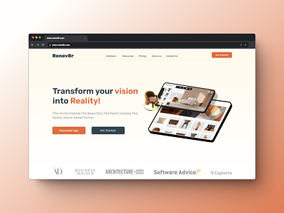 Renov8r: App for Planning and Visualising Home Renovations 3d animation architecture design case study graphic design home interior home renovation illustration interior design ui ui design uiux visualisation webpage webpage design