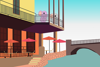 Fred goes to San Antonio Riverwalk character design design graphic design illustration