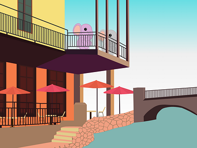 Fred goes to San Antonio Riverwalk character design design graphic design illustration