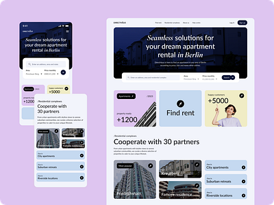 Real Estate Website | Landing page & Responsive | Stonemason airbnb apartment app blue booking broker filter home page landing page light mode mobile modern pink property real estate realty responcive search ui yellow