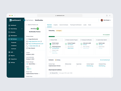 Onboarding Dashboard admin panel crm dashboard design internal web app partners prm product design profile dashboard progress ui pwa saas ui wizard