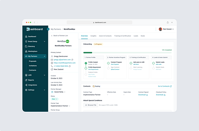 Onboarding Dashboard admin panel crm dashboard design internal web app partners prm product design profile dashboard progress ui pwa saas ui wizard