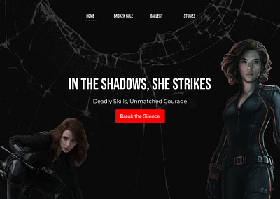 Black widow landing page design black widow broken glass effect design effects figma glass effect landing page ui web design