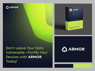 Armor Logo Concept a logo branding dark blue gradient green logo security