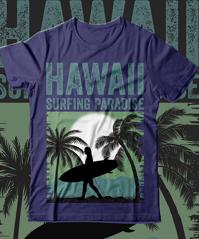 Hawaii Surfing Paradise T-shirt Design beach graphic design hawaii surfing paradise ocean set summer illustration t shirt water