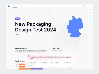 AI Assistant to analyze research results ai appinio clean dashboard data design interface research ui ux