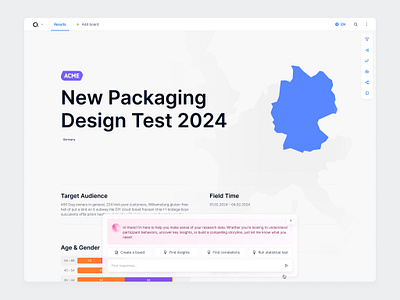 AI Assistant to analyze research results ai appinio clean dashboard data design interface research ui ux