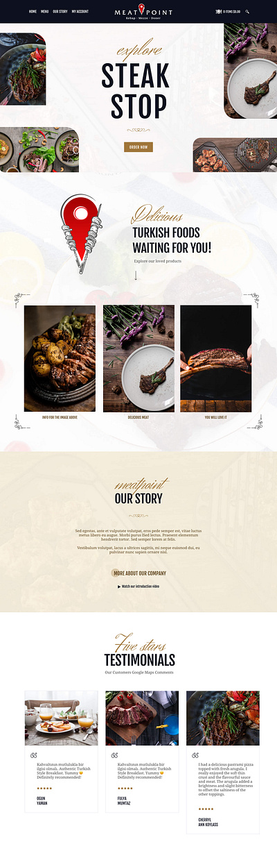 Authentic Turkish Restaurant Website Design about us food food website foodie meat our story restaurant restaurant design restaurant website steak testimonials turkish turkish restaurant web design website wordpress