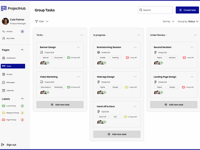 ProjectHub dashboard dashboard design design dribble figma product design ui