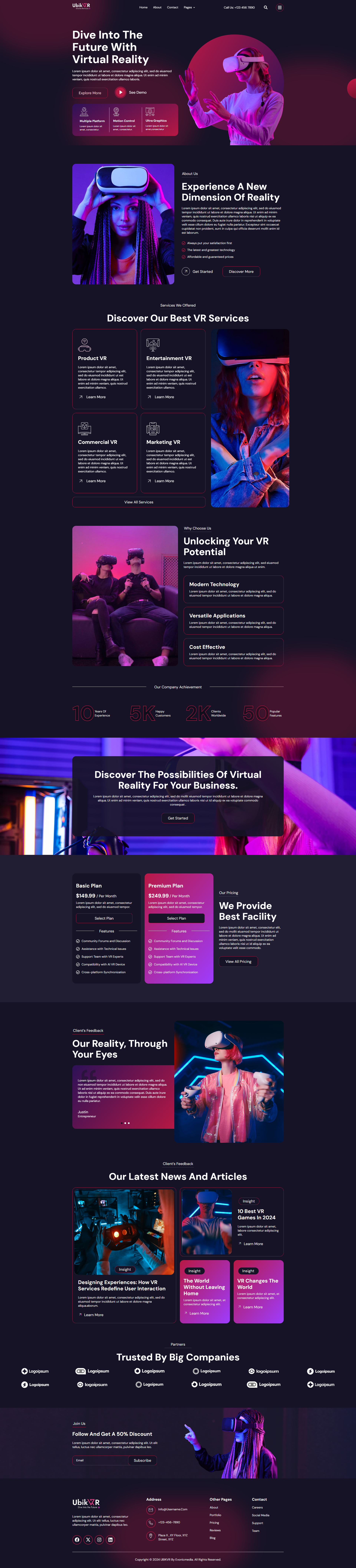 UbikVR - Virtual Reality Services Elementor Template Kit vr