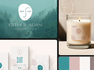 Visual identity for Esther Adán Therapist branding business cards collateral design color palette graphic design logo visual identity