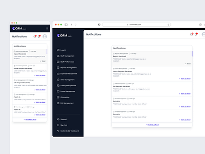 Webapp Notification Screens - Desktop view and Mobile View app design hr mobile mobile responsive product design responsiveness ui ux webapp