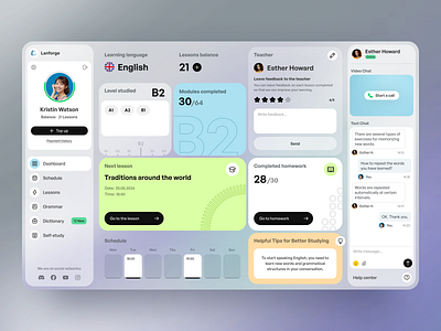 Lanforge - UX/UI Dashboard Design for Language Learning Platform app design branding dashboard design digital product learning learning platform lms minimalism modern product design saas startup ui uiux ux uxui web web platform webdesign