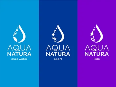 AQUA NATURA bottle branding drinking drop graphic design logo water