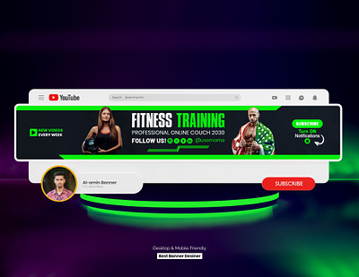 GYM Fitness Training Youtube Banner design banner design channel art cover fitness banner youtube youtube banner design youtube channel youtube cover youtube header youtube art