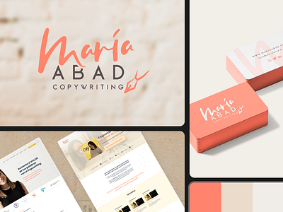 Visual identity + website for María Abad Copywriter branding business cards collateral design color palette design graphic design illustration logo ui visual identity web design