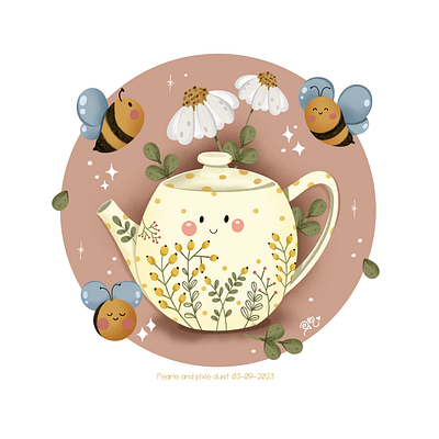 Tea time animal drawing bees childrens book cute art design illustration kids kids illustrator love objects procreate