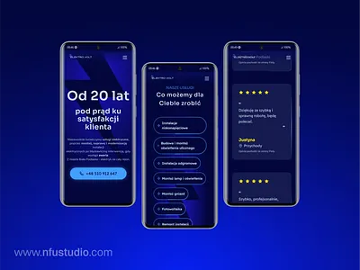 Elektro-Volt - mobile view of the website blue bolt electric electrician electricity hero indigo mobile mobile view rebrand refresh thunder web web design