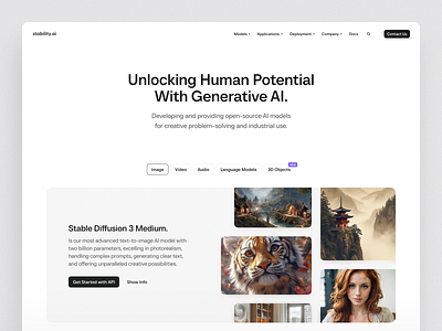 Website for Stability AI — An Artificial Intelligence Company ai ai company ai image creator ai image generator ai images ai landing page ai model ai website artificial intelligence generative ai image generator prompt shakuro stability stability ai stable diffusion text to image web website design