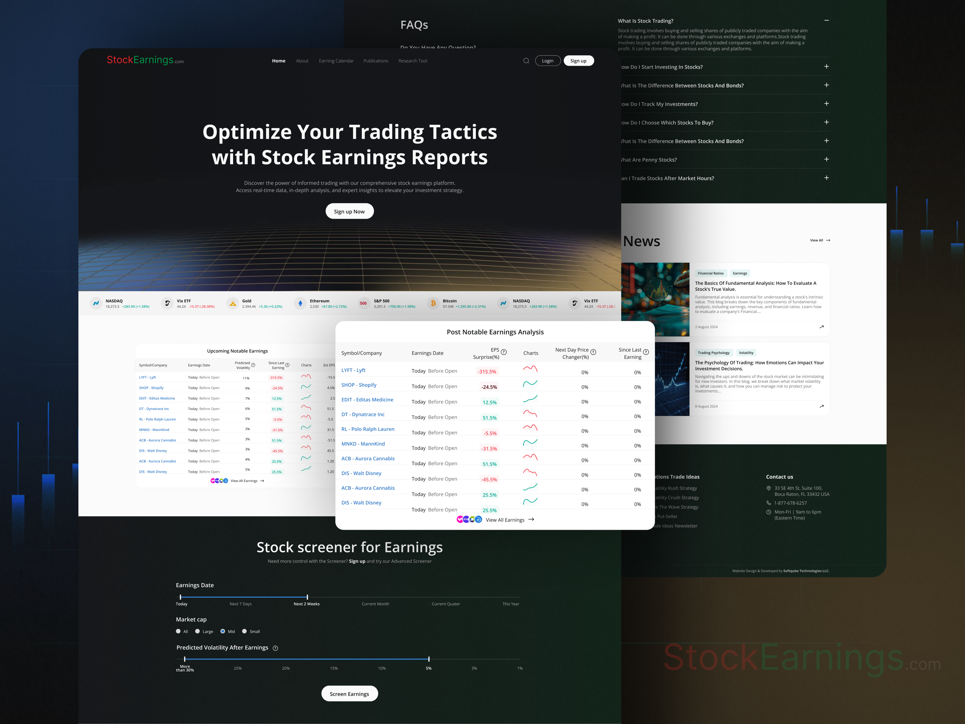 StockEarnings.com 📈 Website Design financial website fintech design nasdaq nyse stock screener stock trading stock website ui design trading website ui uiux website deisgn