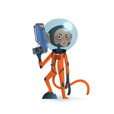 Space monkey 🍌 2d animal art character concept digital drawing illustration monkey orange