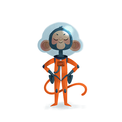 Space monkey 🍌 art character concept digital drawing illustration monkey orange space