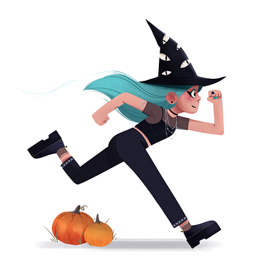 Gotta get that 🎃✨☕ 2d art blue character concept digital drawing eyes girl hat illustration magic original witch