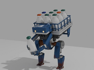 Milkman Robot 3d 3d character character modeling digital 3d droid hard surface machine marchofrobots mecha metal new noai robo robot scifi tech