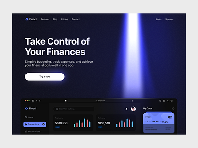 Financi - Landing Page Concept clean design figma intro section landing modern motion graphics ui ux website