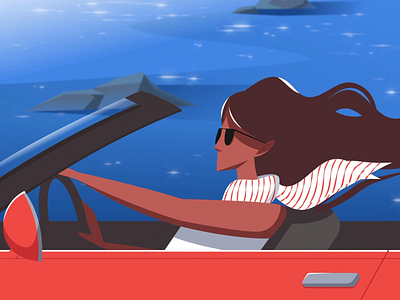 Summer wind 2d animation adobe illustrator adobeillustrator after effects animated animation artwork car flat art flatillustration illustration illustrator ocean sea summer vector art vector illustration vectorart vectorillustration woman