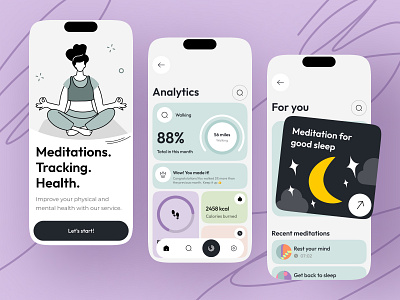 Health app design clinic doctor health health app healthcare healthcare app medical medical app meditation meditation app mobile app product design ui ux