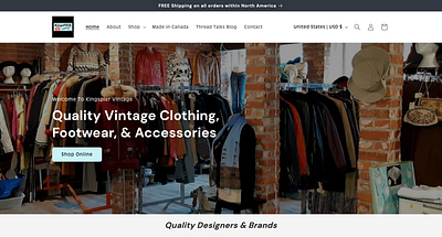 Shopify Website Re-design - Kingspier Vintage shopify website design website redesign