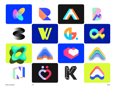 Logo collection / logofolio a ai alphabet b bold brand identity branding future identity k lettermark logo logos minimal monogram n r v vivid web3