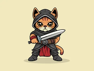 Cat Assasin Character Mascot Cartoon Vector Style animation art brand branding cat character design graphic design illustration illustrator inspiration logo mascot motion graphics sticker ui ux vector