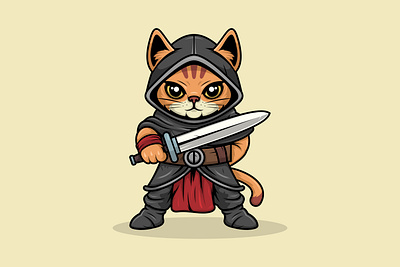 Cat Assasin Character Mascot Cartoon Vector Style animation art brand branding cat character design graphic design illustration illustrator inspiration logo mascot motion graphics sticker ui ux vector