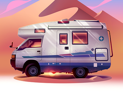 Dunes beautiful ev illustration light offroad travel van vanlife vlog