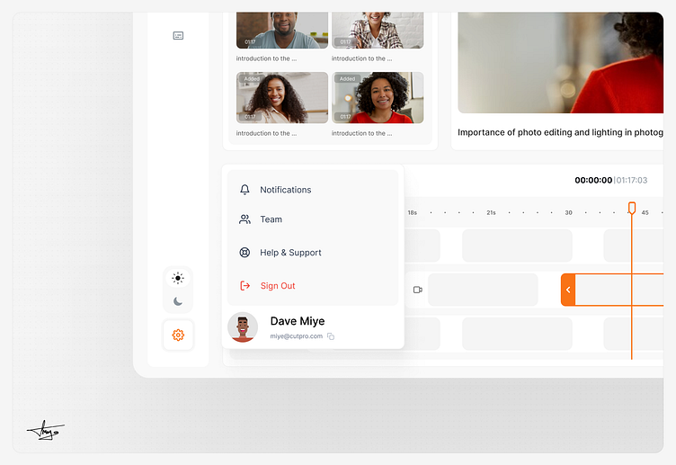 Profile Menu UI for Video Editor Saas by Dave Miye UX on Dribbble