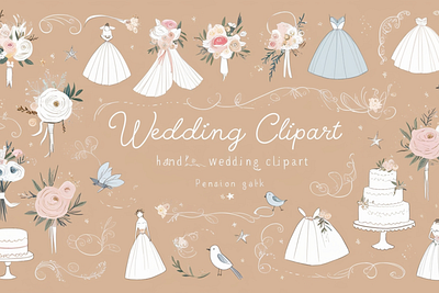 Whimsical Wedding Clipart Collection design graphic design illustration vector