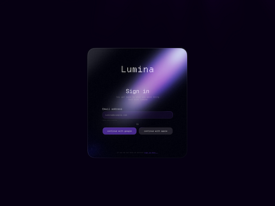 Lumina signin modal branding dark mode design darkmode design design inspiration designs inspirtions log in modal modern design purple sign in sign in ui design sign in ui design inspirations ui ux web desig web design webdesign website design