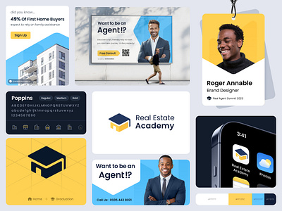 Real Estate Academy Logo Design agent home house logo real estate realestate