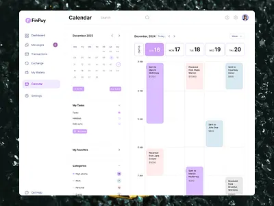 💰 Financial Calendar Dashboard – Stay Ahead of Your Finances calendar clean design dark mode dashboard date picker design system interaction design interface minimal mobile app planner productivity responsive design scheduling task management time management ui design user interface web app