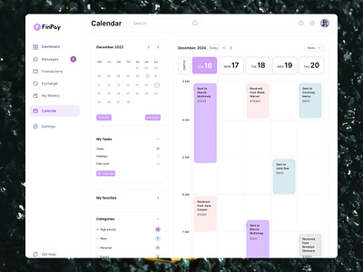 💰 Financial Calendar Dashboard – Stay Ahead of Your Finances calendar clean design dark mode dashboard date picker design system interaction design interface minimal mobile app planner productivity responsive design scheduling task management time management ui design user interface web app