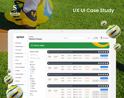 Samba Soccer Schools | Dashboard dashboard platform product management user experience user interface ux ui design website