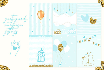 Greeting cards, invitation or gift tags graphic design illustration invitation print templates