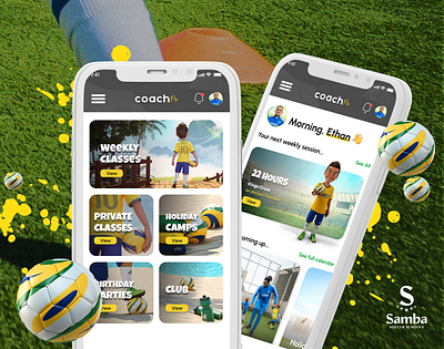 Samba Soccer Schools | Mobile App mobile mobile app product management ui user experience user interface ux ui website