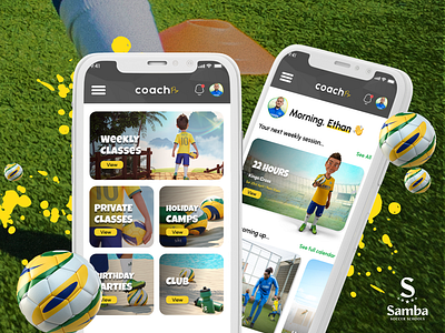 Samba Soccer Schools | Mobile App mobile mobile app product management ui user experience user interface ux ui website