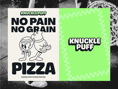 KnucklePuff Posters brand branding characters cute design food graphic design gym icon identity illustration illustrations logotype mascot pizza posters protein sport wordmark