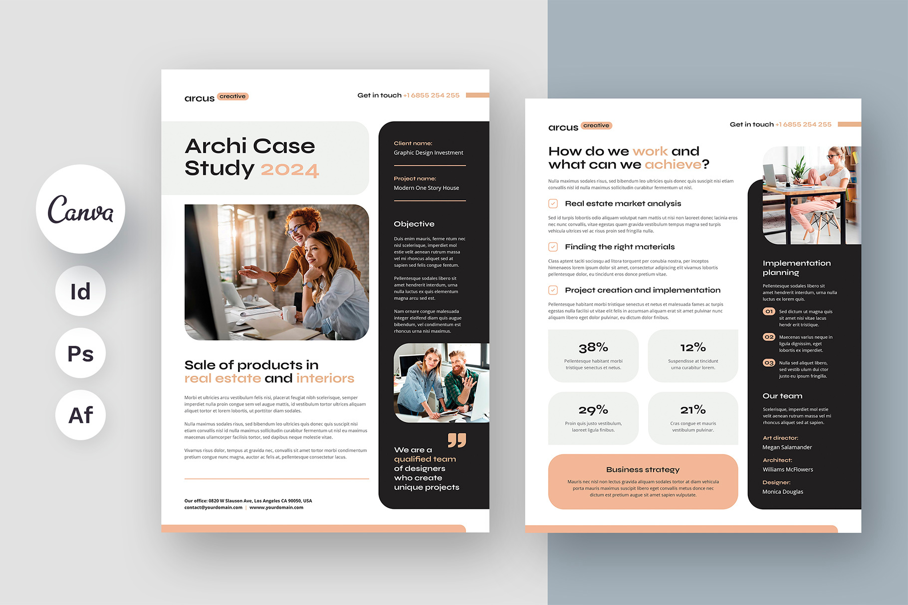 Arcus Case Study Creative Flyer Print Template annual report business document canva template case study company profile corporate doc creative agency digital product flyer design flyer template fully editable graphic design template indesign template instagram template instant download photoshop template portfolio template project proposal white paper