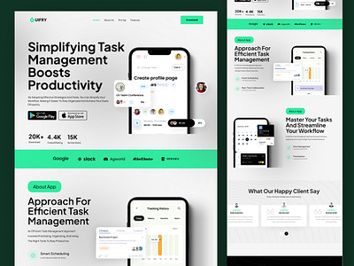 Task Management Landing Page analytics app ui branding cards design figma graphic design illustration landingpage logo ui